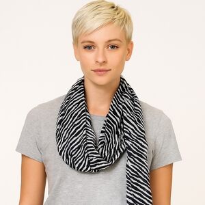 Women’s Black White Zebra Print Scarf – Lightweight Animal Print Wrap Shawl